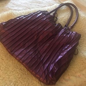 Pleated iridescent purple handbag NWOT large hobo
